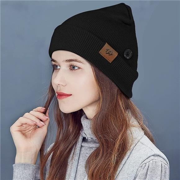 COCASES 2 Pack Winter Beanie Hats, Warm Kint Beanies with Mask Buttons